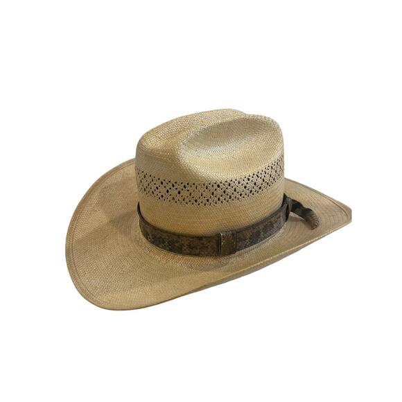 Stetson Rattlesnake Straw Cowboy Rattle Included Hat Size 6 7/8 - 55 6X - Picture 6 of 16